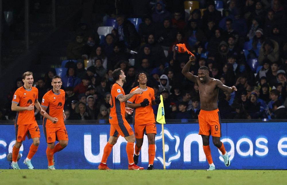 馬古斯杜林為國米射成3:0。(路透社)