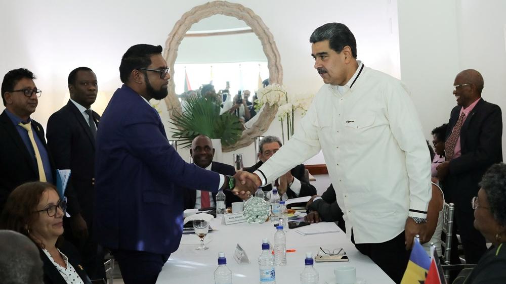 委內瑞拉總統馬杜羅與圭亞那總統阿里達成協議。(路透社)