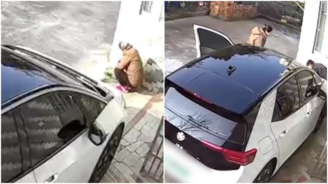 女司機新車落地，一踩油直接撞死外婆。(微博)