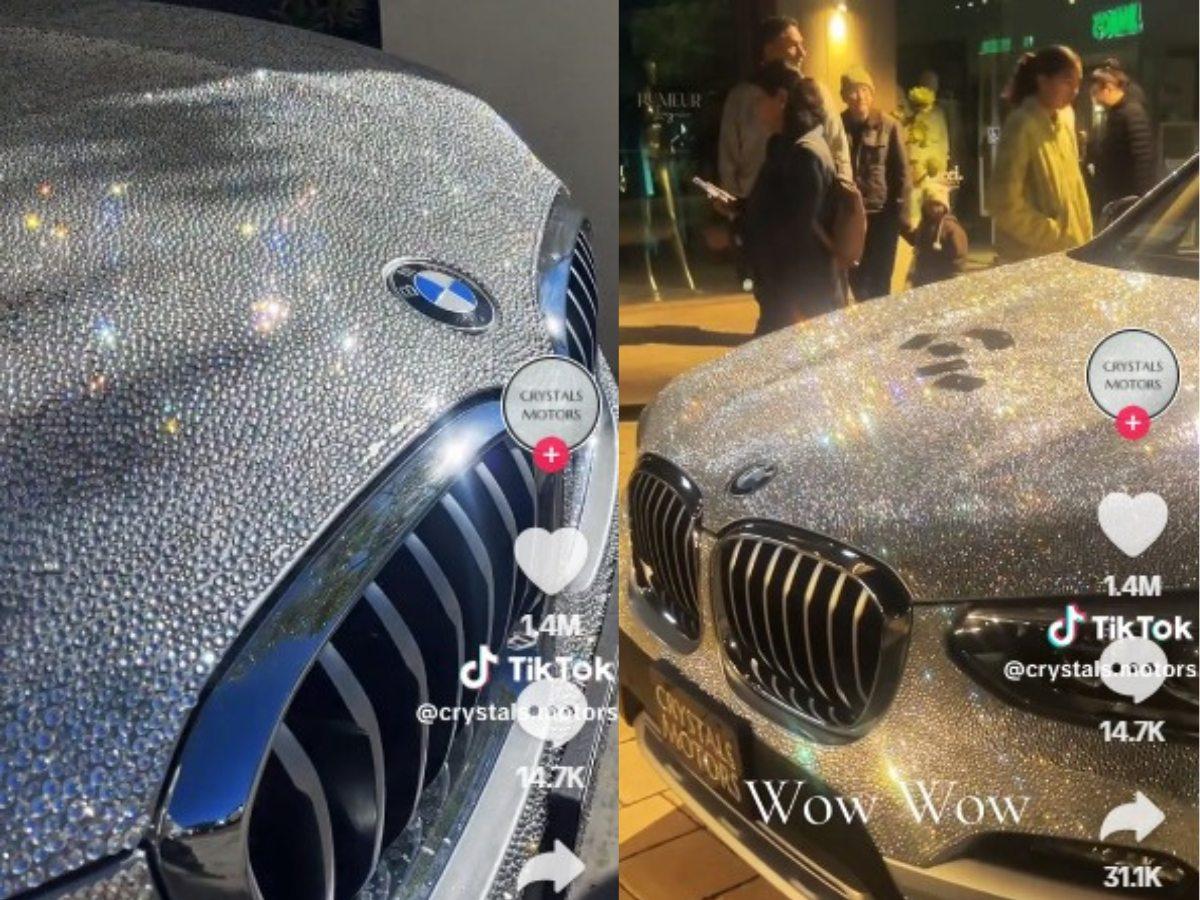 抖音女將千顆水晶貼滿愛車BMW　網民：點洗車？