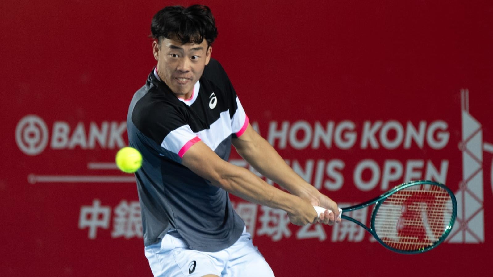 黃澤林在ATP香港賽出戰。(林靄怡攝)