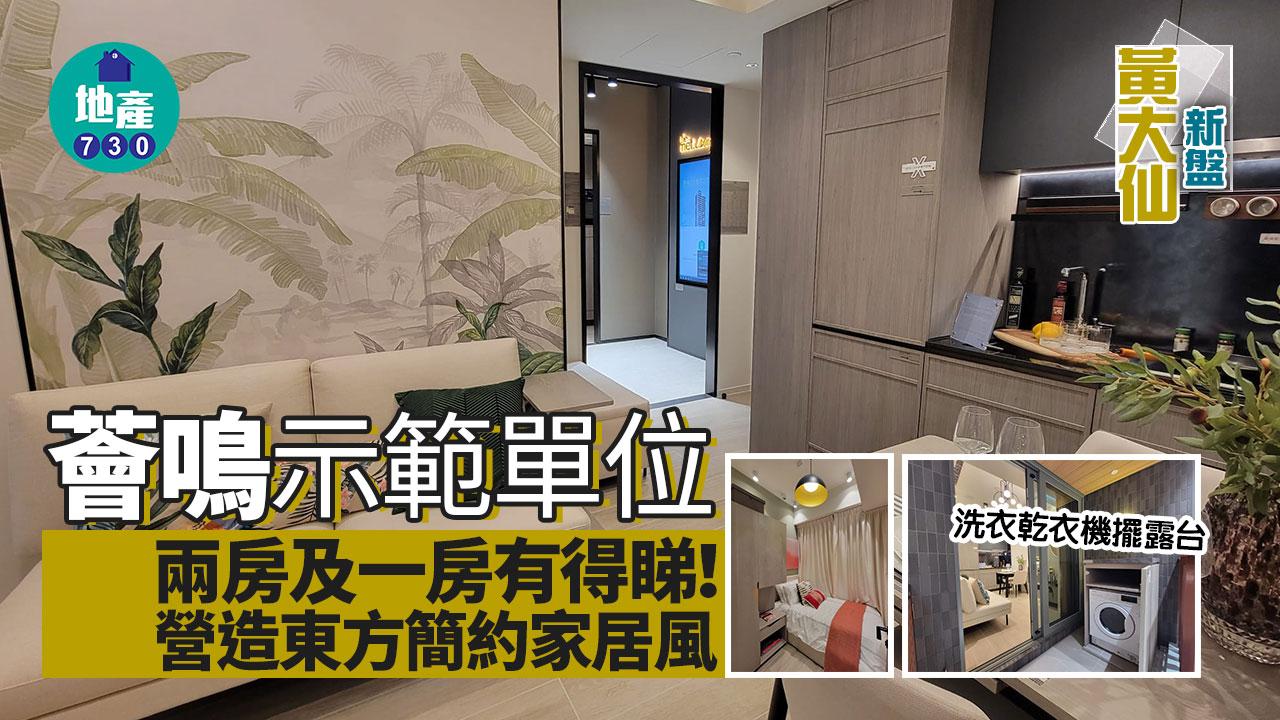 薈鳴示範單位｜兩房及一房有得睇！營造東方簡約家居風 洗衣乾衣機擺露台(多圖有片)｜黃大仙新盤