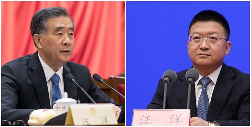  國務院任命前青海省委常委、省紀委書記、中紀委委員汪洋(右)為國務院副秘書長，不少傳媒及內地網民一度以為此「汪洋」是已淡出政壇的68歲前全國政協主席汪洋(左)。