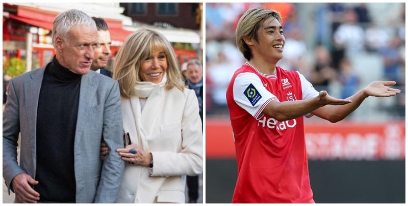 法國第一夫人碧姬馬克龍向國家隊主教練迪甘斯表達對一位法甲球隊蘭斯球員的喜愛，並建議將其選入法國隊，但原來該人是日本前鋒國腳伊東純也。