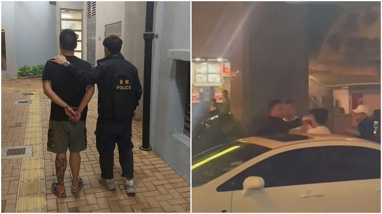 旺角男亂過馬路吹雞毆司機毀車，警方至今拘3男。