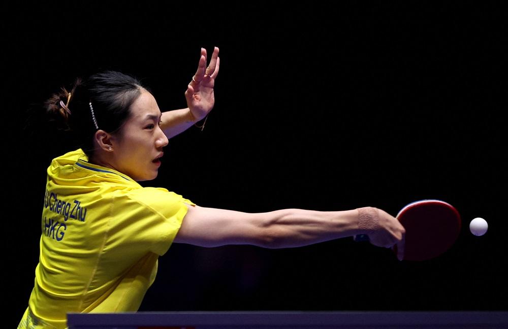 朱成竹為香港女隊擊敗中華台北。(路透社)