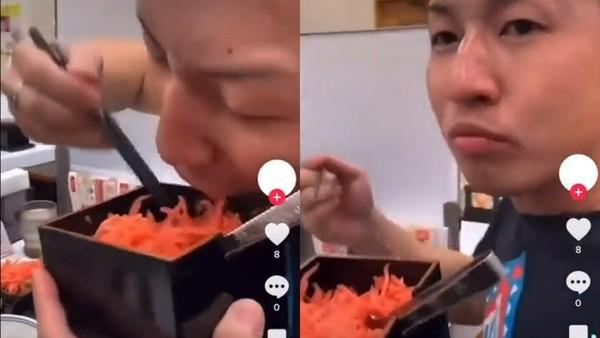 從事建設業的被告嶋津龍，被控2022年9月在大阪住之江區一間吉野家店內，故意用沾滿口水的私筷，直接吃店內的公共紅薑，其朋友岡敏秀則負責拍攝並上傳互聯網。