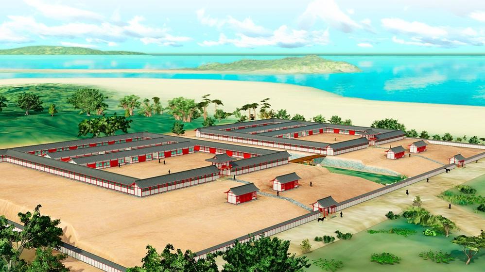 福岡鴻臚館的古代形象畫。(網頁圖片)