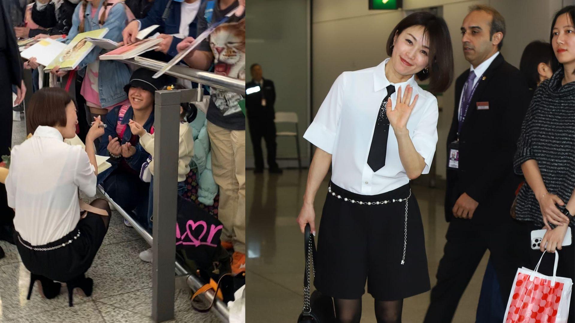 酒井法子相隔5年再訪港 親民派簽名收小妹妹利是