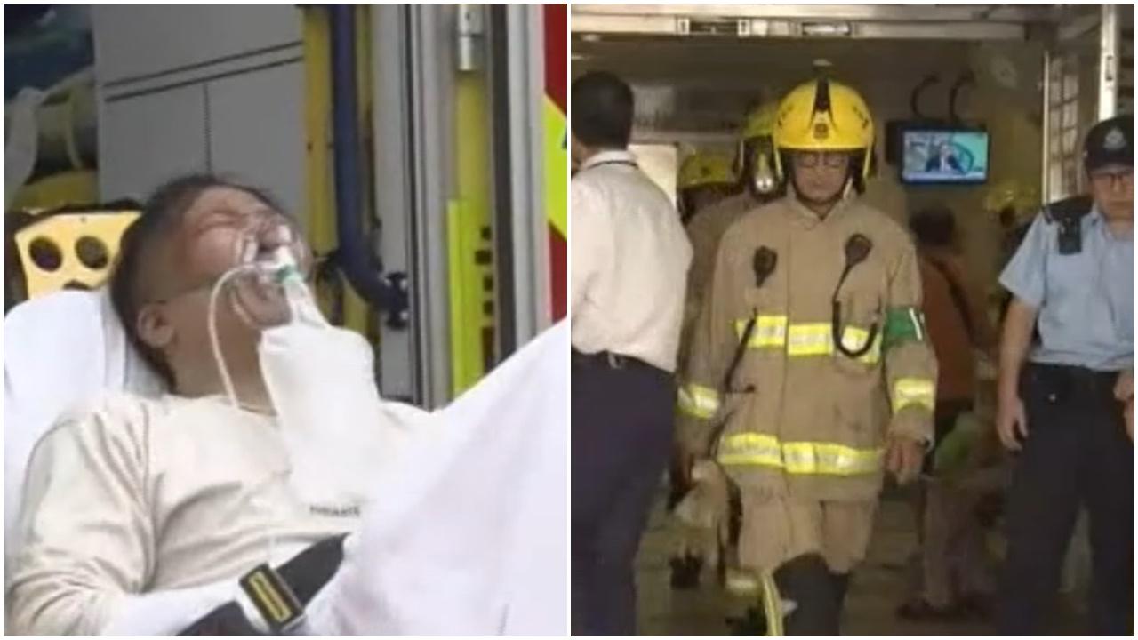 荃灣福來邨疑「風火輪」充電起火，男戶主燒傷送院。(電視截圖)