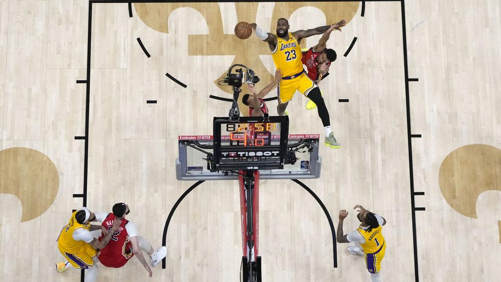 湖人在西岸附加賽擊敗鵜鶘晉級，成為西岸第7種子。(美聯社)