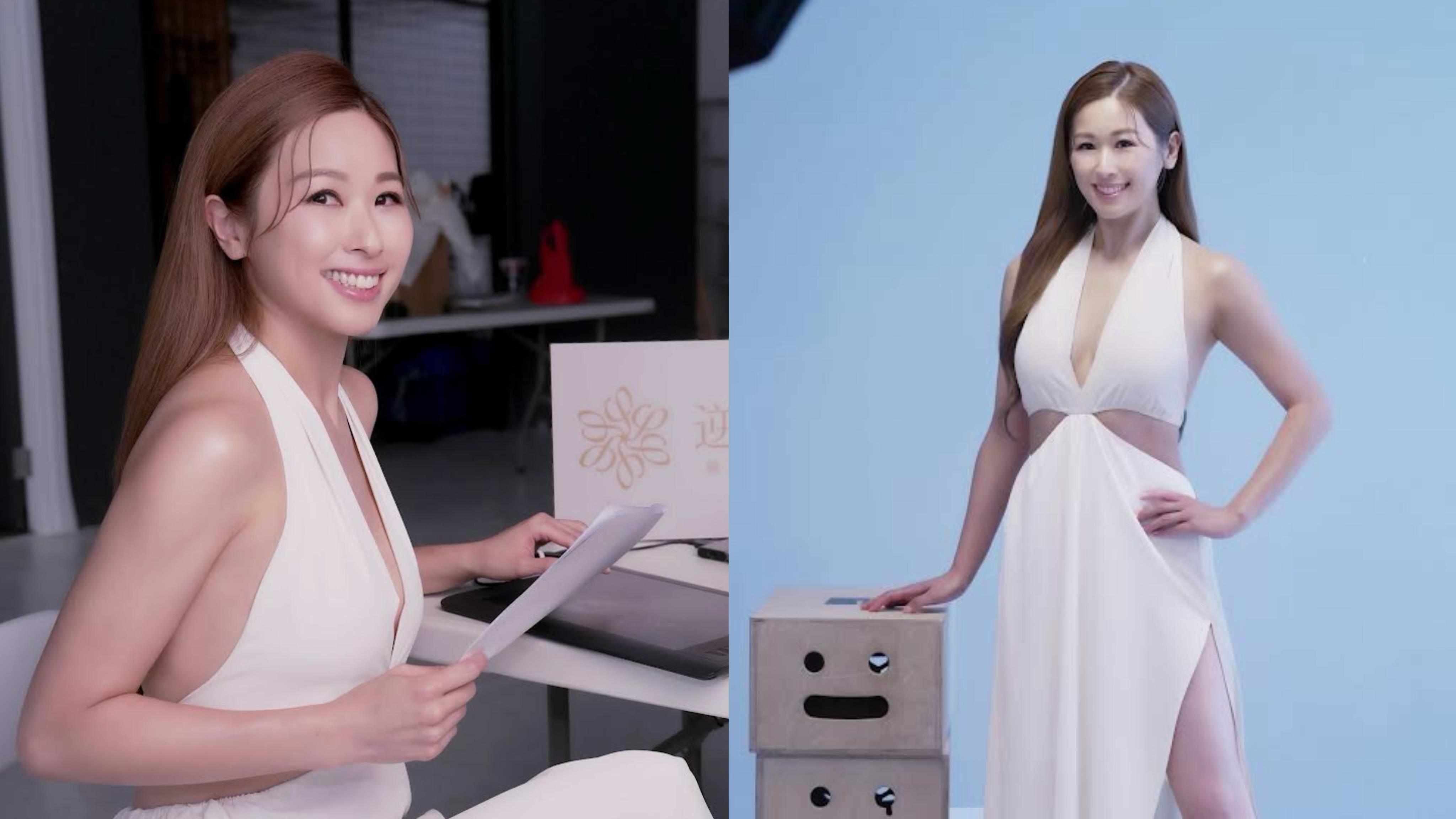 趙希洛拍廣告狂吸金 性感DEEP V 裙上陣大曬長腿弗到漏