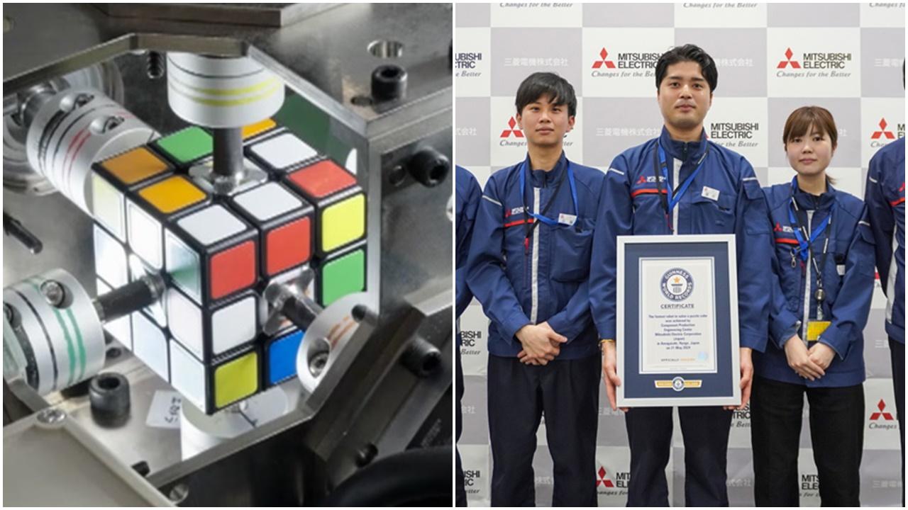 日本三菱電機僅0.305秒破解扭計骰，破健力士世界紀錄。(X)