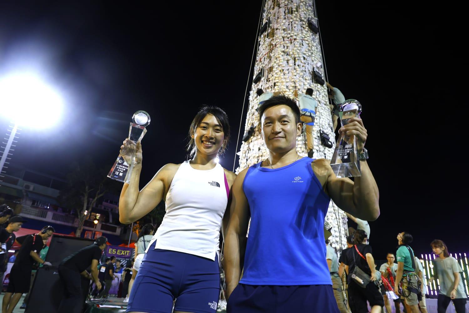 長洲搶包山比賽，葉建文封包山王，龔子珊奪包山后。(林俊源攝)