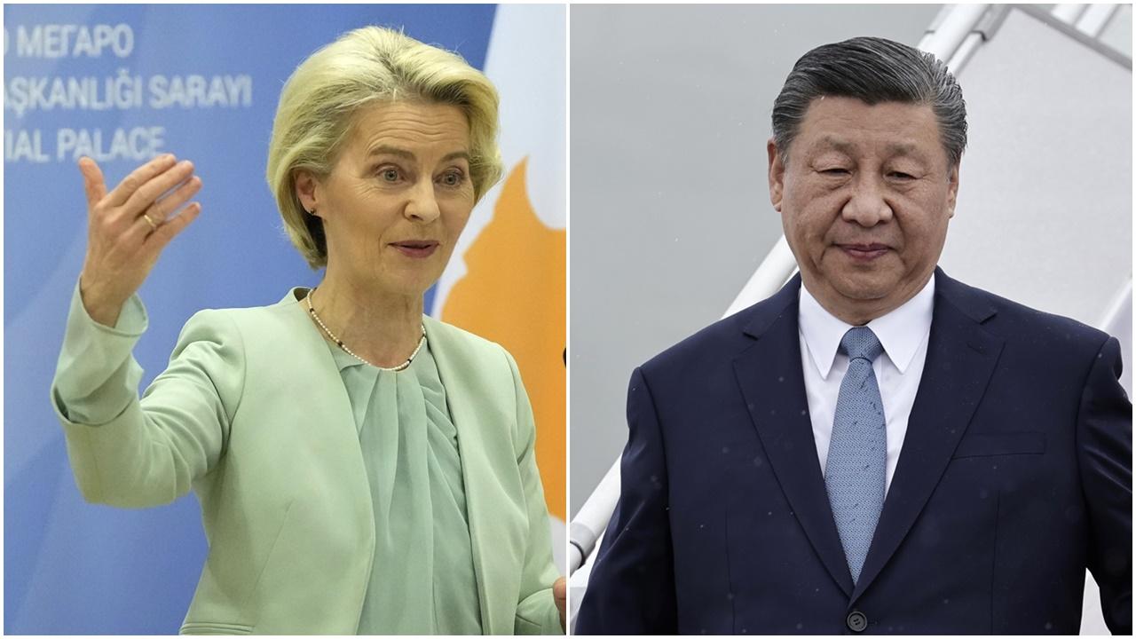 習近平訪歐，馮德萊恩︰將表明須公平競爭。(AP)