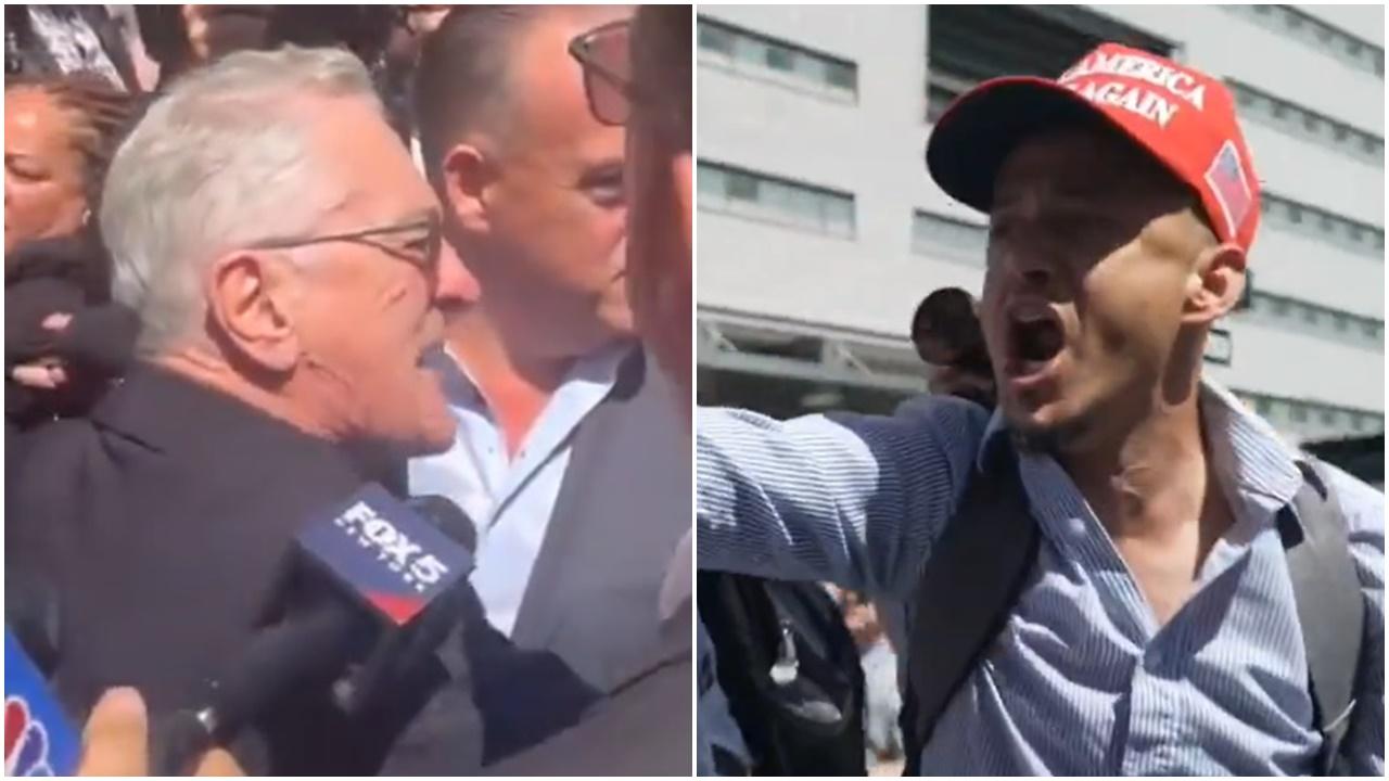 羅拔迪尼路到紐約法庭外踩場，與特朗普支持者爆粗對罵。(X)