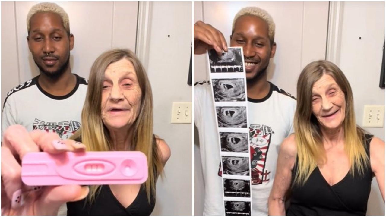 相差37年婆孫戀，63歲婦與嫩夫喜曬超聲波相宣布成功造人。(TikTok)