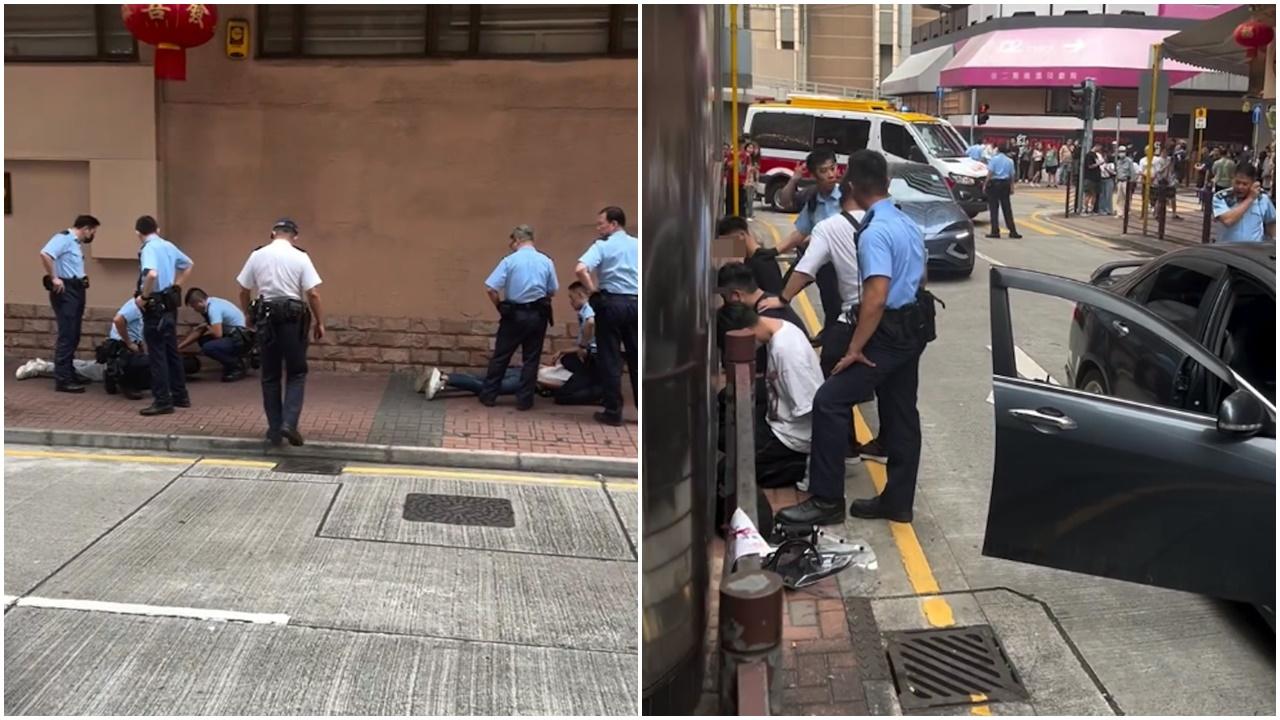 警方荔枝角截疑掛假牌可疑車　擎槍制服5男