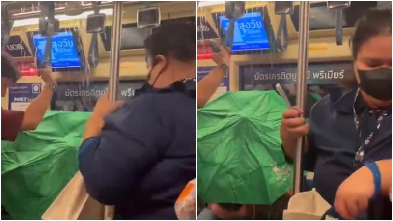 曼谷鐵路車廂變身「水舞間」　公司：空調故障致漏水