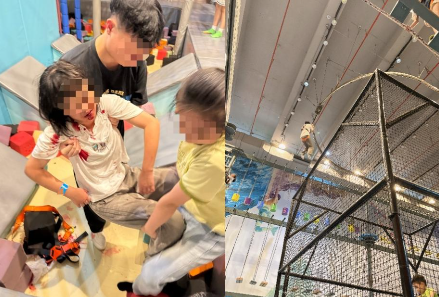 深圳南山區立橋城購物中心周日(5日)發生一宗意外，一名14歲女童遊玩商場的極限設施時，從12米高空墮地受重傷，要送ICU搶救，母親指控場地工作人員未有為女兒扣穩安全帶(網上圖片)