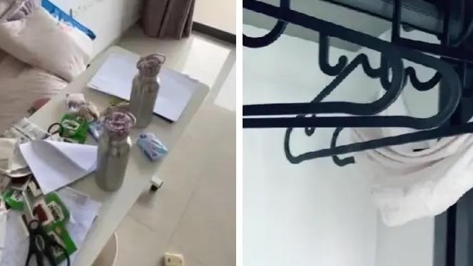 3名女大學生退租後留下一屋垃圾，衣櫥掛著女性內褲。(互聯網)