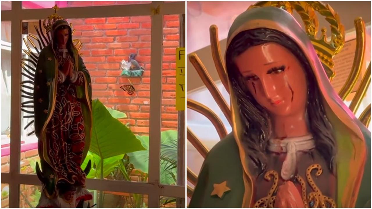 墨西哥聖母像流血淚，天主教會將調查事件。(YouTube)