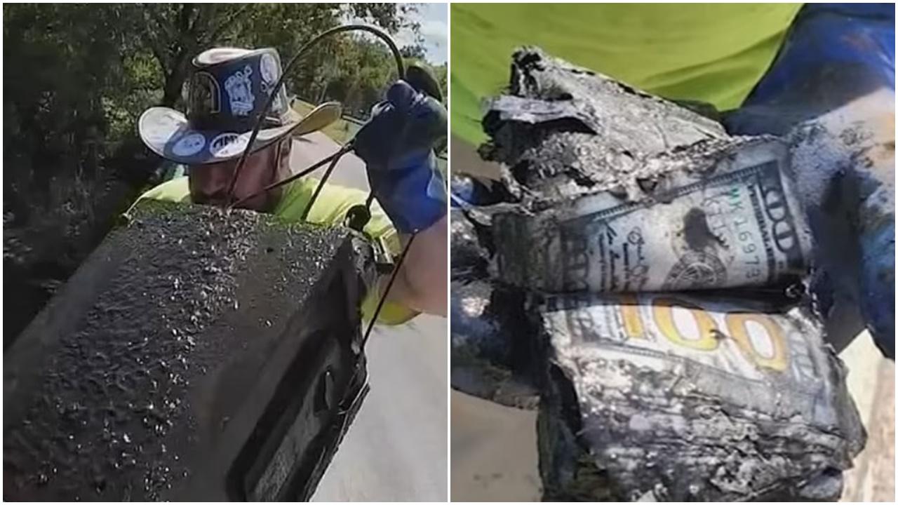 美國情侶熱衷「磁鐵釣魚」，生鏽鐵箱竟藏10萬美元紙幣。(X)