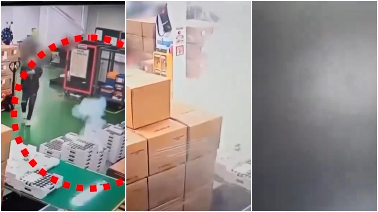 南韓鋰電池廠大火增至23人死，CCTV片段曝光僅43秒4次爆炸充斥濃煙。(X)