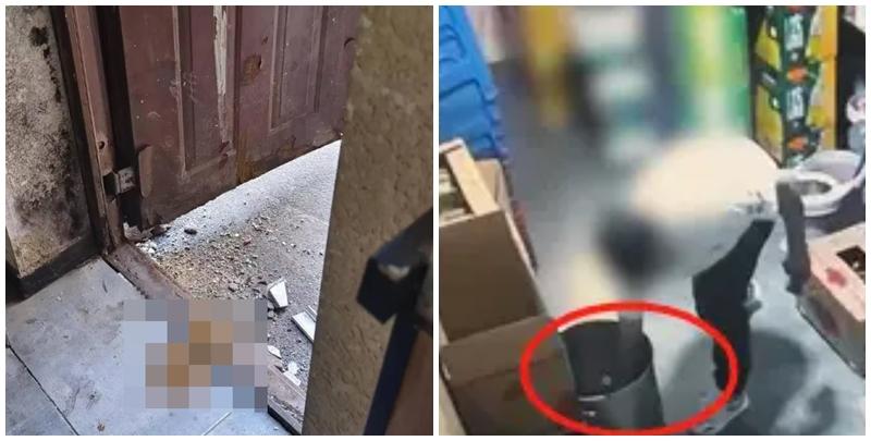  遼寧瀋陽一間火鍋店發生噁心一幕，一名男子借用廁所被婉拒後，竟擅自進入火鍋店倉庫隨地大便，更在裝有酸梅湯的桶裏洗手。(影片截圖)