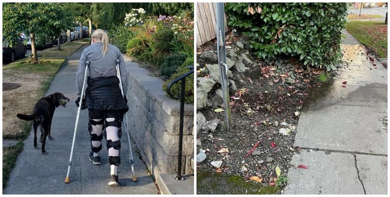 奧爾德在一處行人道晨跑時摔倒，導致股四頭肌嚴重撕裂，需接受5次手術治療，至今仍難以如常行走。案情指該處長年積水、佈滿水藻。(網上圖片)