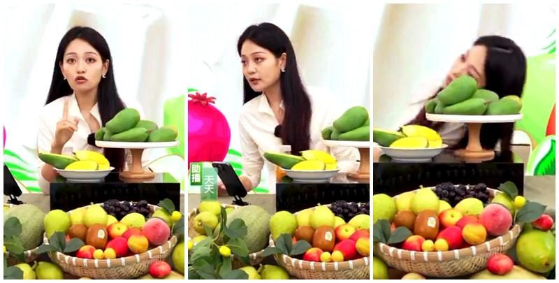 內地雪糕品牌鍾薛高一場直播帶貨活動中，女主持在直播途中，突然「雙眼瞪大、全身僵直」，下秒倒地消失在鏡頭前。(影片截圖)