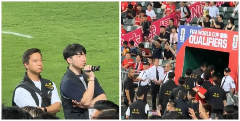 世界盃亞洲區外圍賽，港隊主場對伊朗，有三名球迷涉嫌違反國歌法被捕，獲准保釋候查。(有線新聞畫面)