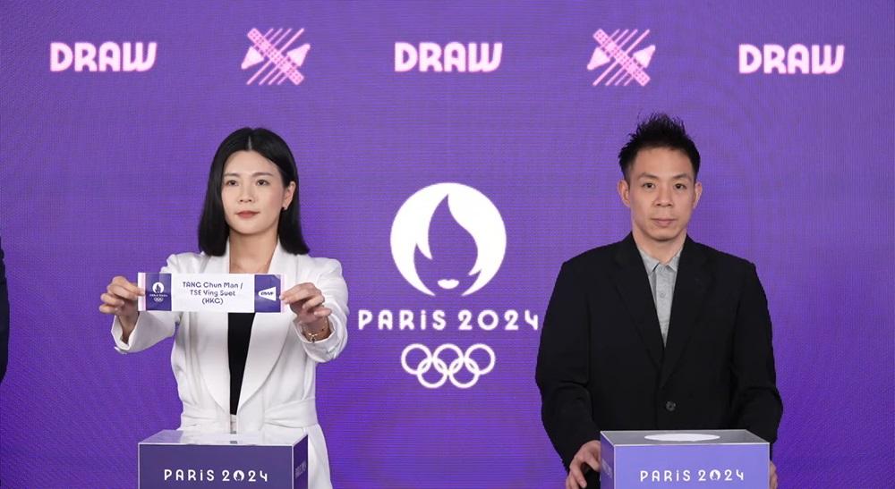 巴黎奧運羽毛球項目抽籤，香港混雙組合被編入死亡之組。(直播截圖)