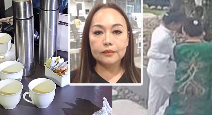 泰媒指其中一名女死者、46歲的SHERINE CHONG是下毒者，而現場桌上的保溫壺內齋啡有毒。(互聯網)