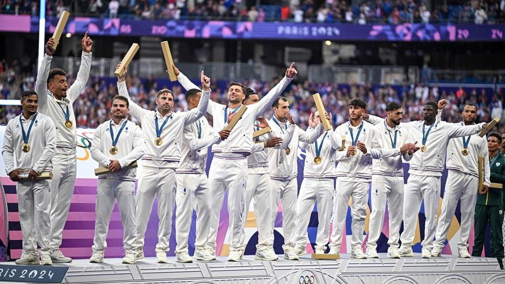 法國七人欖球代表首次贏得金牌。(路透社)