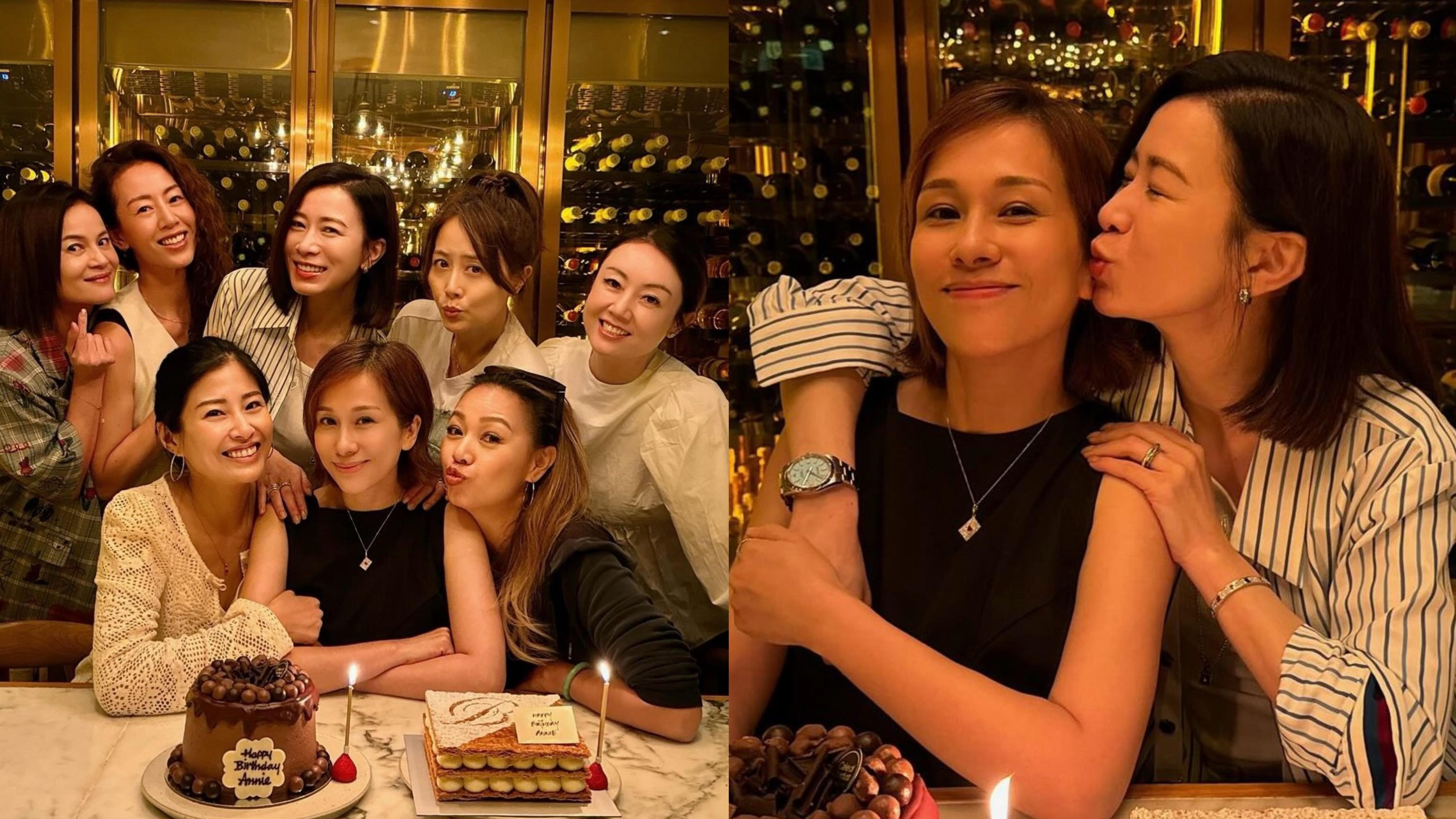 文頌嫻48歲生日跟「七魔女」慶生 佘詩曼肉緊攬實壽星女咀嘴 