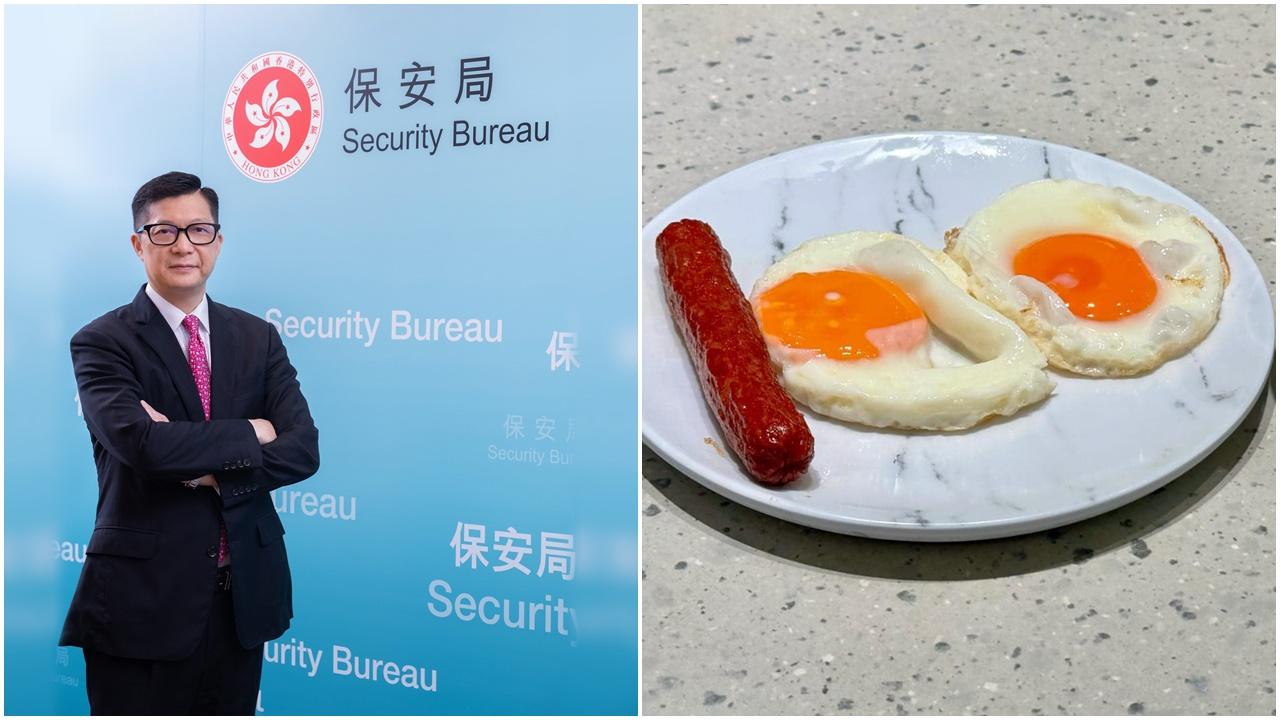 DSE 2024｜鄧炳強食早餐用腸仔雞蛋勉勵考生，表示「唔理放榜幾多分，人生都可100分。」(鄧炳強fb圖)