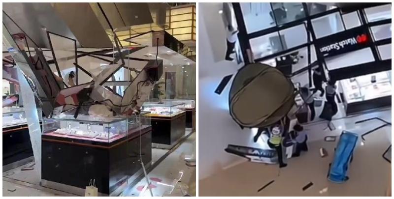 安徽省合肥市一名男子周三（3日）在商場內墮樓，經搶救無效身亡。(影片截圖)