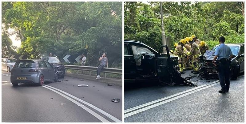 西貢大網仔路兩私家車迎頭撞。fb馬路的事 (即時交通資訊台)