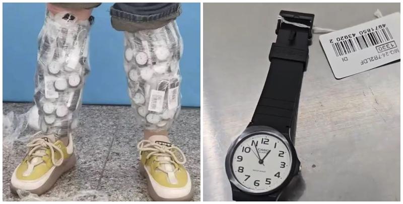 女子雙腳綁80隻Casio錶福田口岸斷正(中國海關總署)