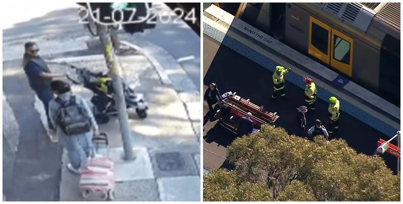 夫妻帶2歲雙胞胎女兒外出，在悉尼卡爾頓火車站的電梯走出月台，因二人同時鬆手沒有抓住嬰兒車，結果嬰兒車被一陣強風吹落鐵軌