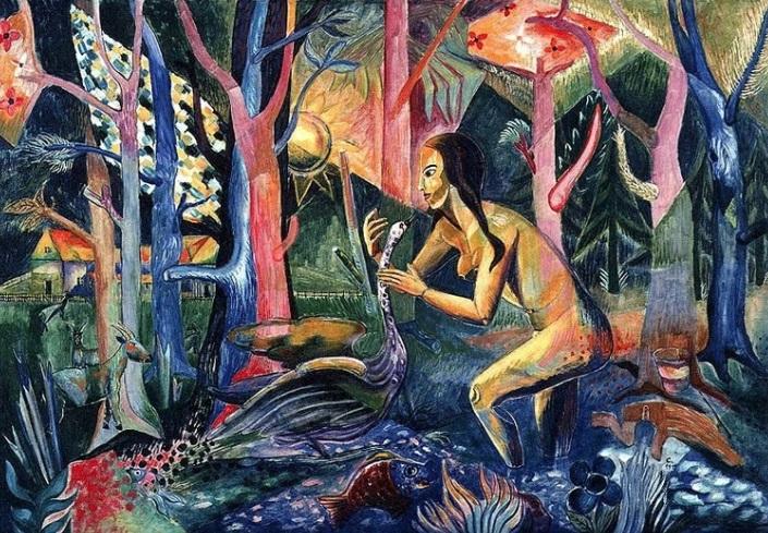 畫作《少女與天鵝》。(互聯網)