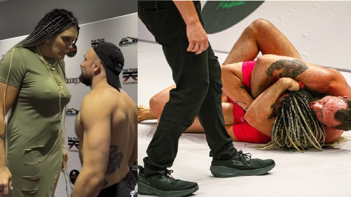 巴西柔術6呎2女巨人力戰男選手 賽前被錫一啖怒極爆粗 賽果掀網爭論(有片)