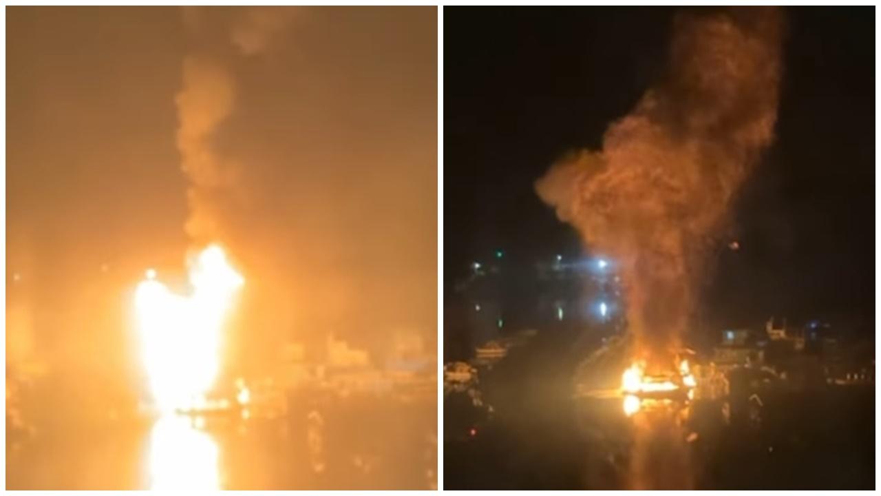 大埔三門仔2魚排起火，一度傳出爆炸聲。(大埔TAI PO@FB)