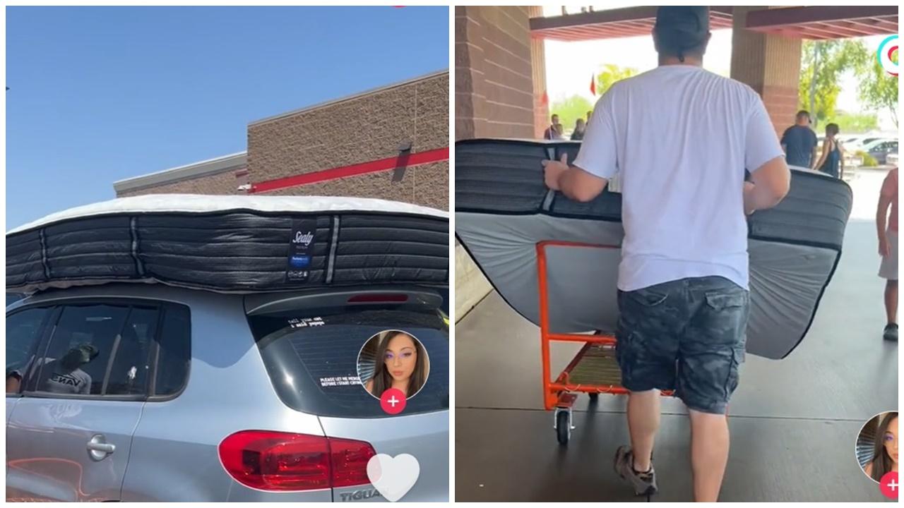 美網紅夫妻極限挑戰Costco，床褥用5年竟成功退款。(TikTok)