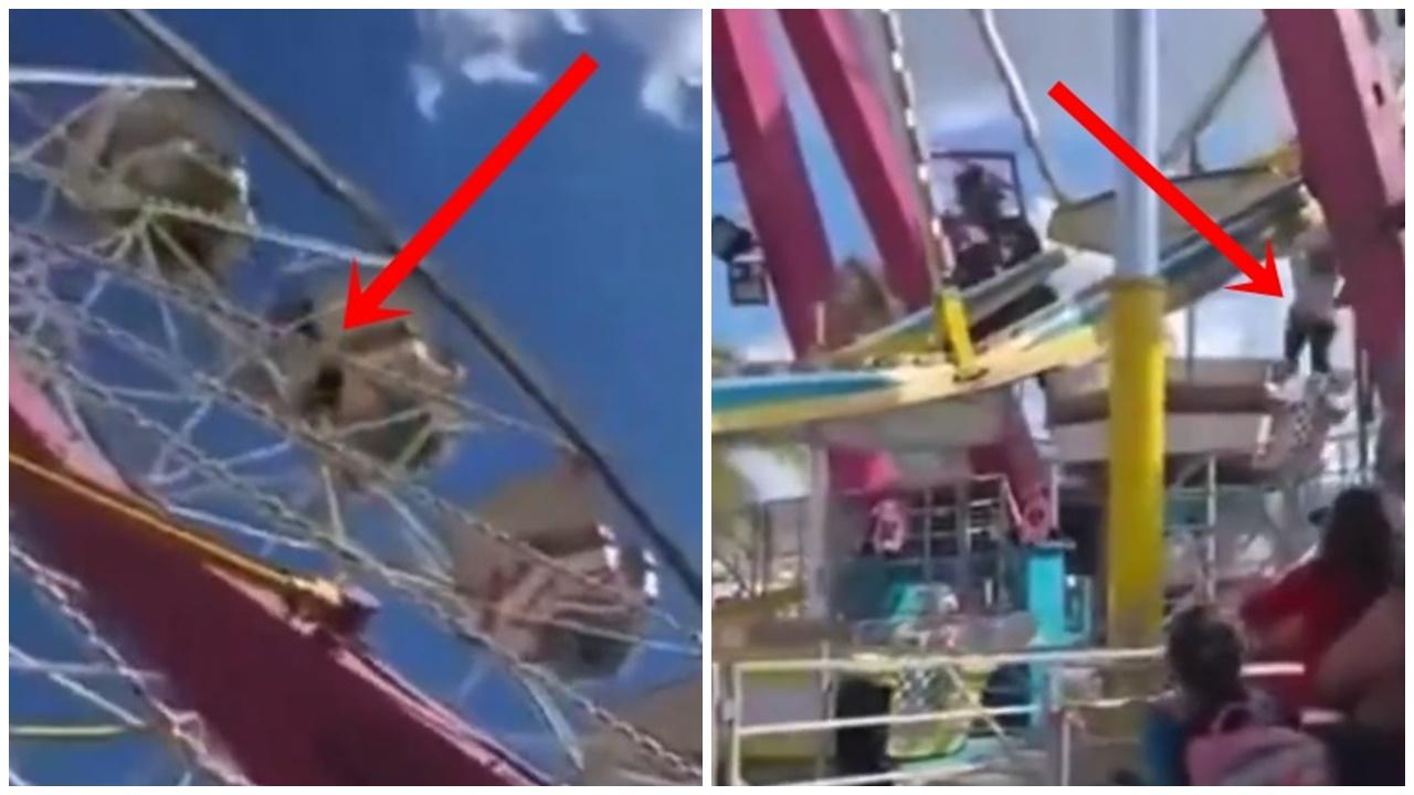 摩天輪車廂半空開門，女遊客高處跌下撞柱墮地慘死。(X)