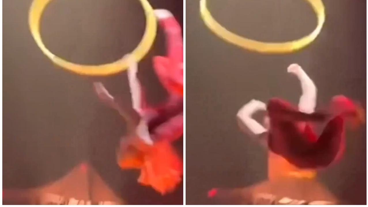 太陽馬戲團女特技人失手墮下，無安全網撼地爆鼻。(X)