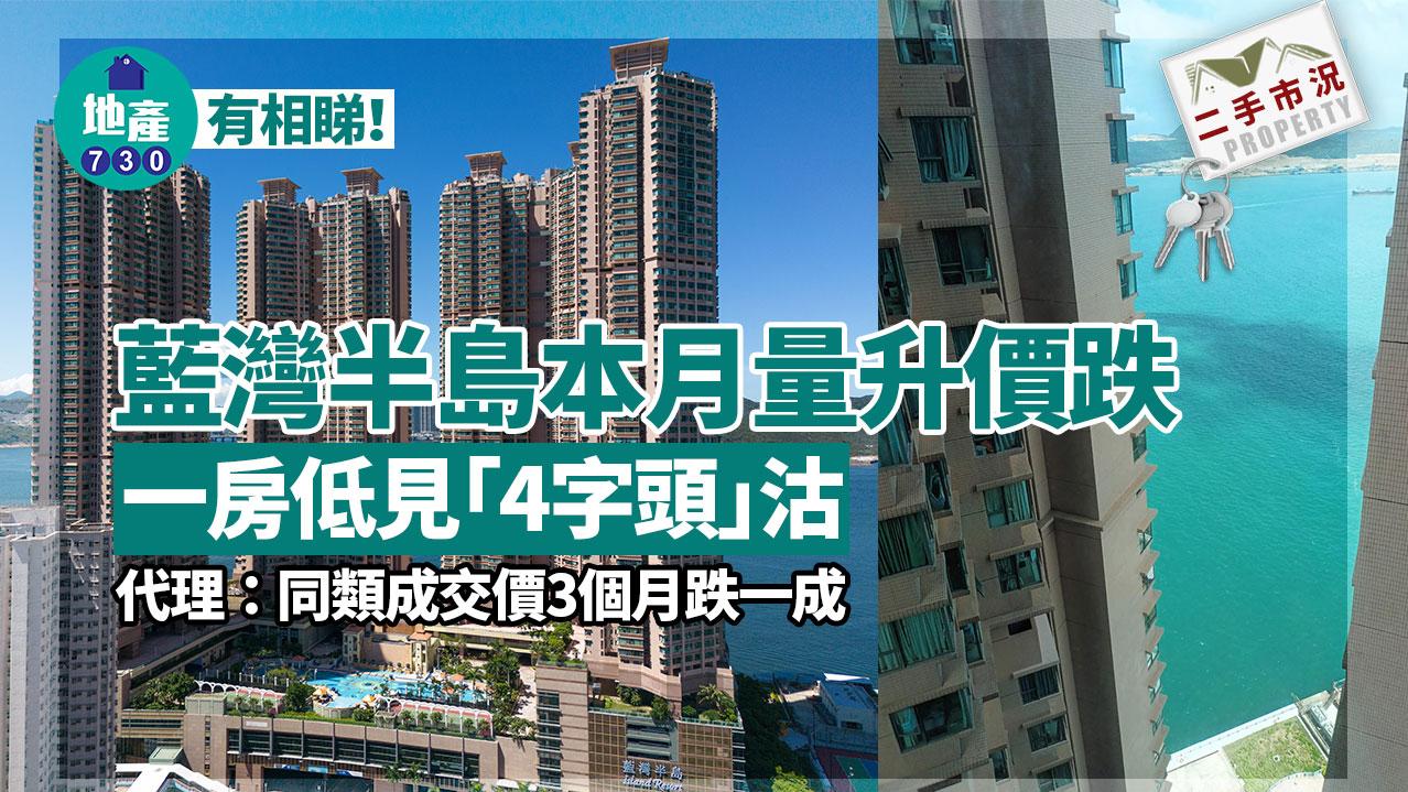 藍灣半島本月量升價跌 一房低見「4字頭」沽 代理：同類成交價3個月跌一成