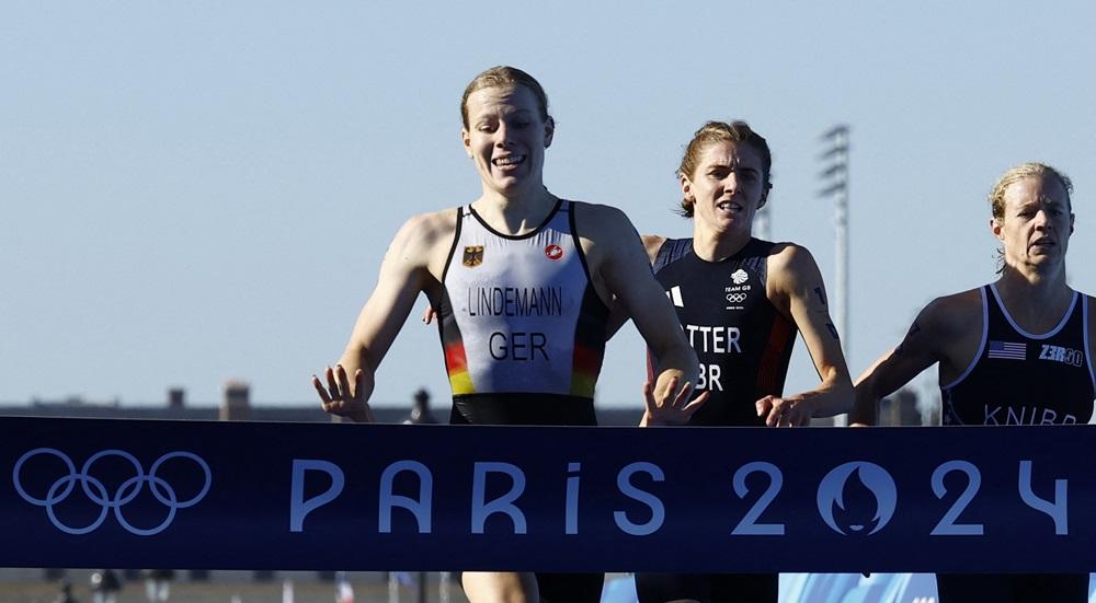 德國在三項鐵人的接力奪得金牌。(路透社)