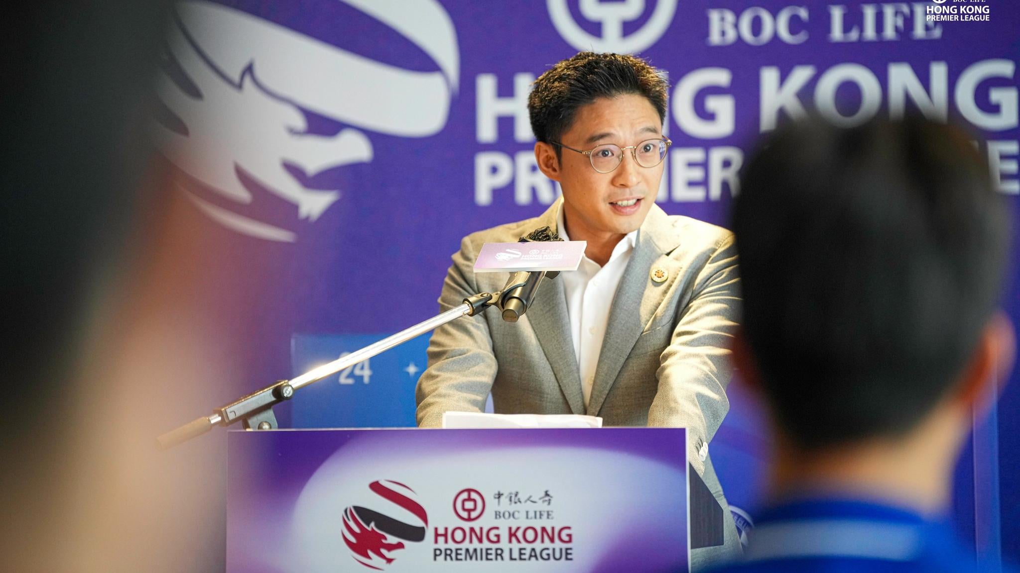 霍啟山出席新季港超聯記者會。(香港足總FB)